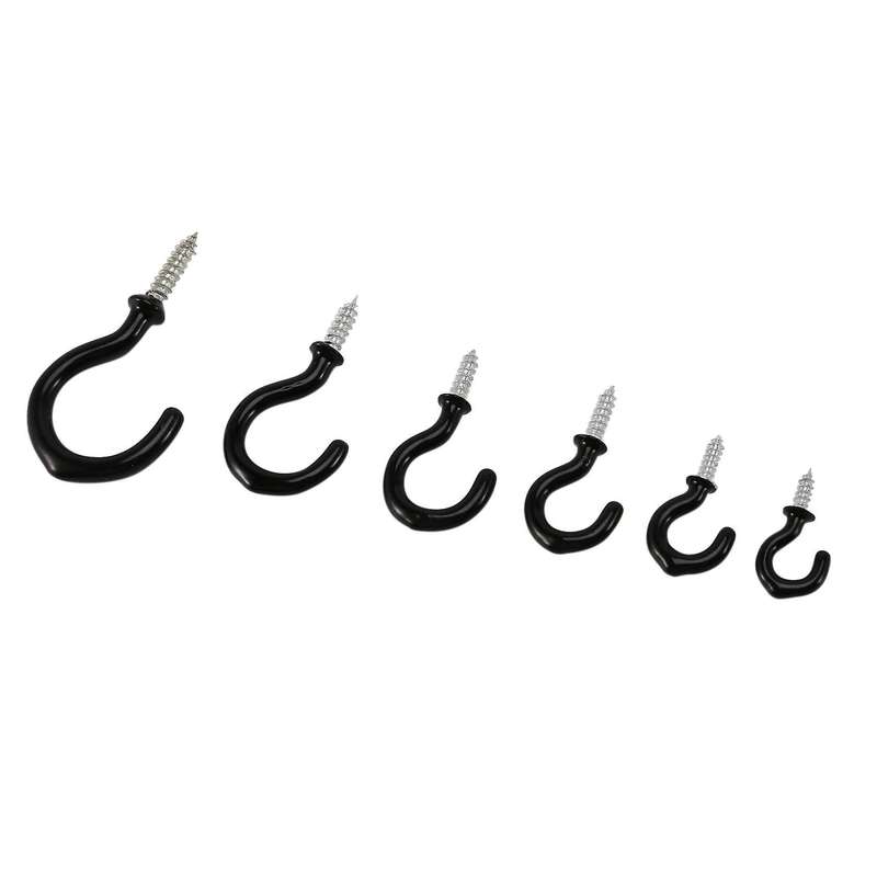 70 Pcs Black Cup Screw Hooks,6 Size for Hanging Plants, Mugs