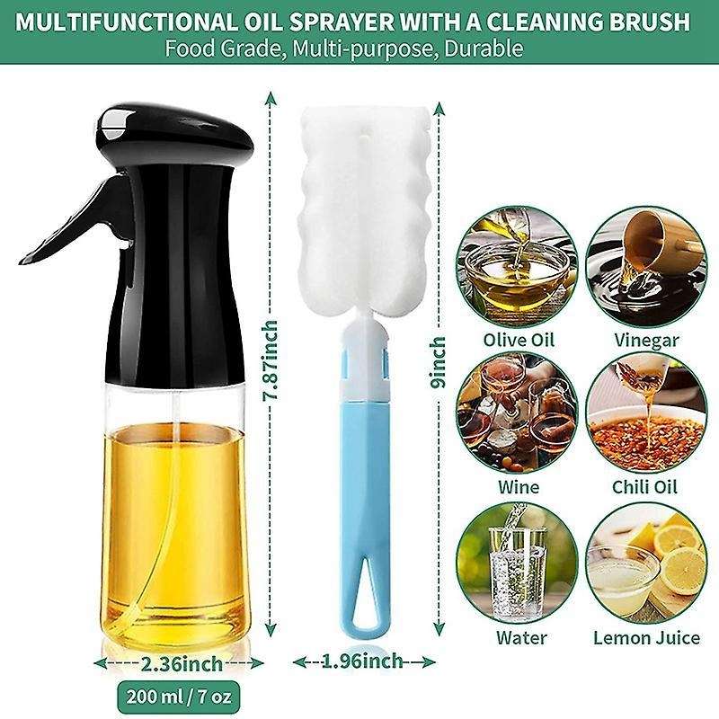 For Cooking,refillable Oil Spray Bottle Set with Brush Bottle Black