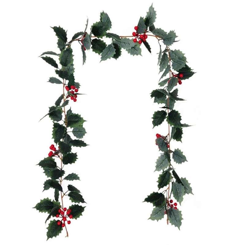 Christmas Garland Winter Red Berries Xmas Party-dark Green