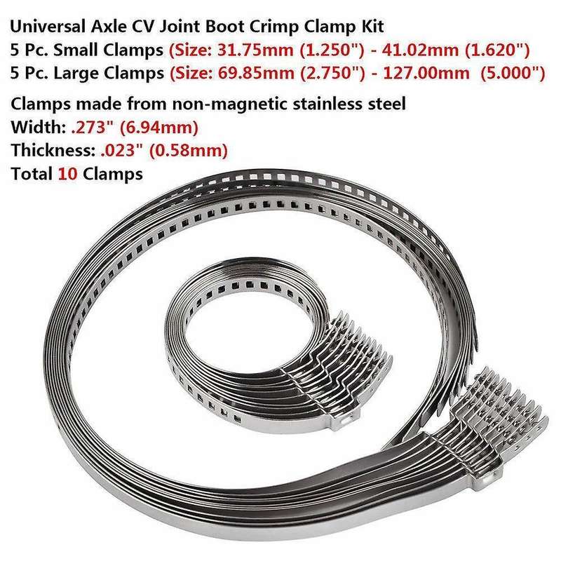 Universal Stainless Steel Shaft Cv Fitting Boot Crimp Clip Kit