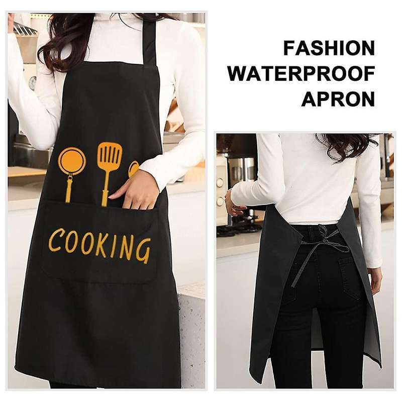 Chef Apron 2 Pack, Kitchen Apron with Pockets, Waterproof Bib Aprons
