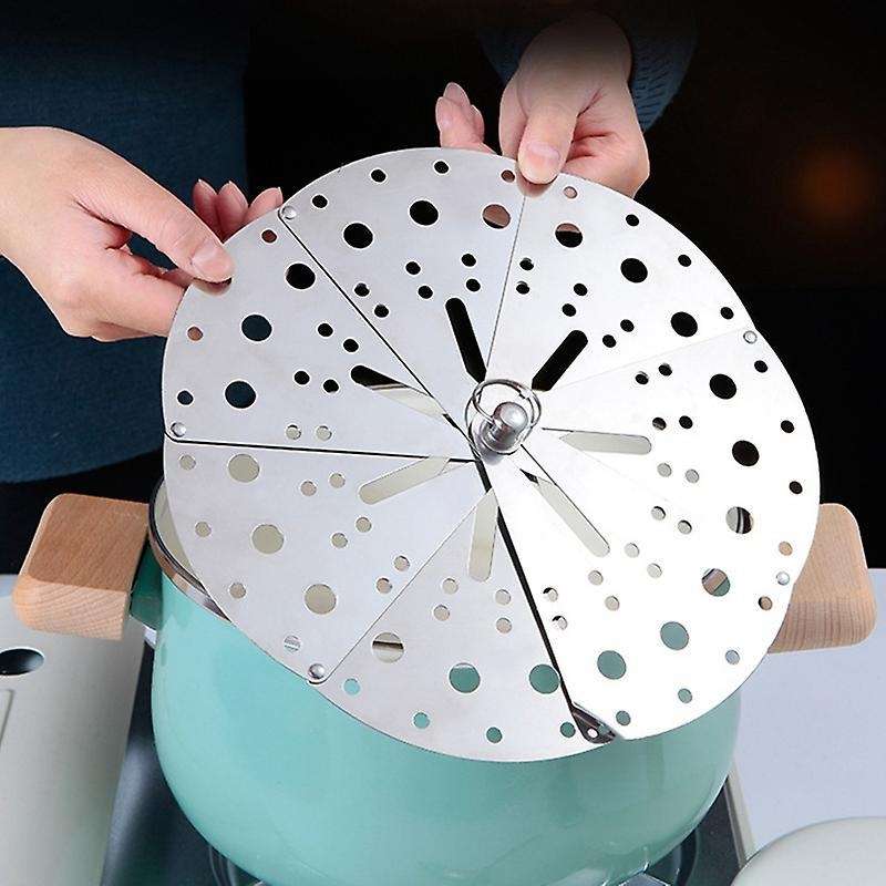 Stainless Adjustable Drop Lid Anti-overflow Prevention Steaming Rack
