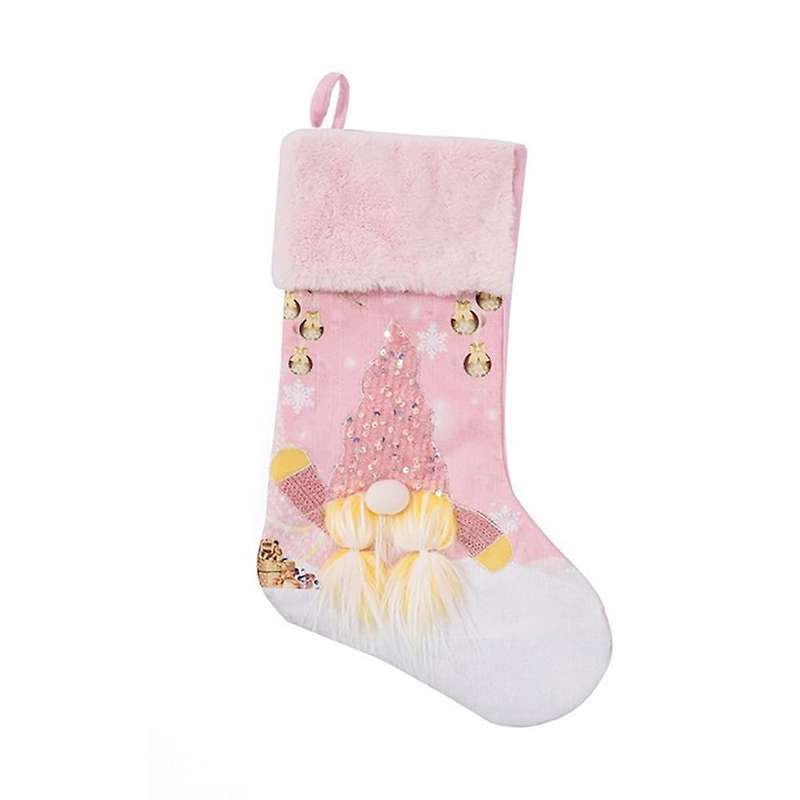 Christmas Decor Christmas Stocking Pink with Led Lights Glowing-2