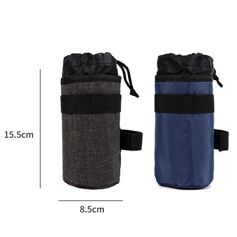 Portable Bicycle Water Bottle Container Drawstring Kettle Bag,gray