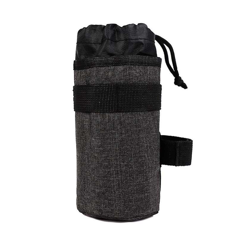 Portable Bicycle Water Bottle Container Drawstring Kettle Bag,gray