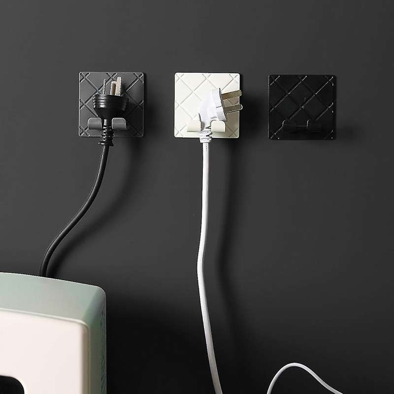 12pcs Kitchen Bathroom Folding Wall Storage Hook Power Plug Rack