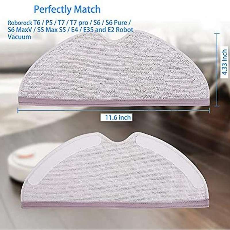 4 Pack Microfiber Mop Cloth for Roborock S6 S6 Pure S6 Maxv S5 Max