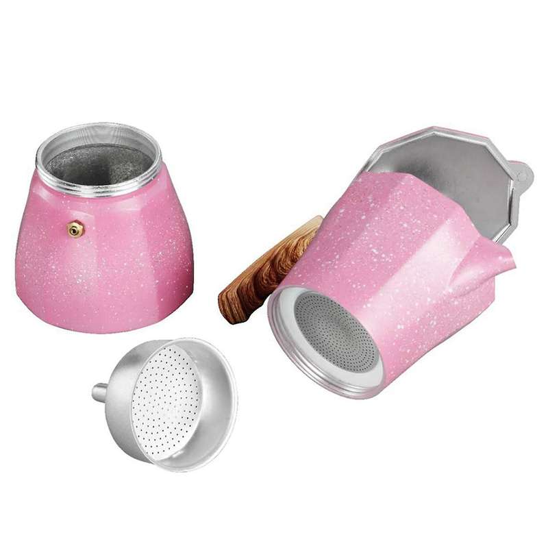 Latte Mocha Percolator Pot Stovetop Coffee Maker 300ml Pink