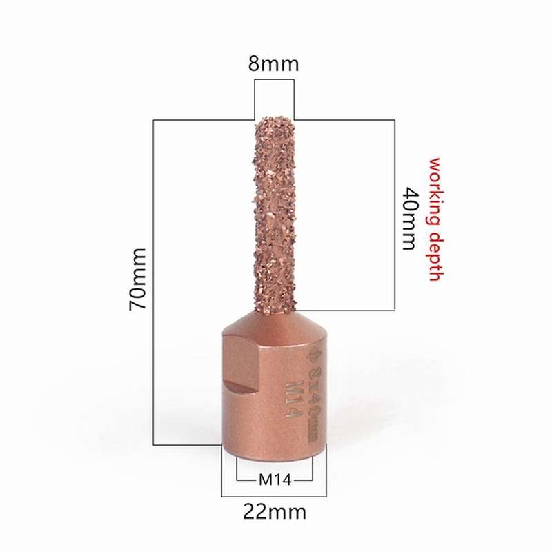 8mm M14 Thread Vacuum Brazed Tungsten for Wood Carving Shaping, 1pcs