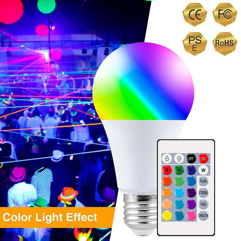 Led Color Changing Remote Control Bulb E27 Neon Lamp B