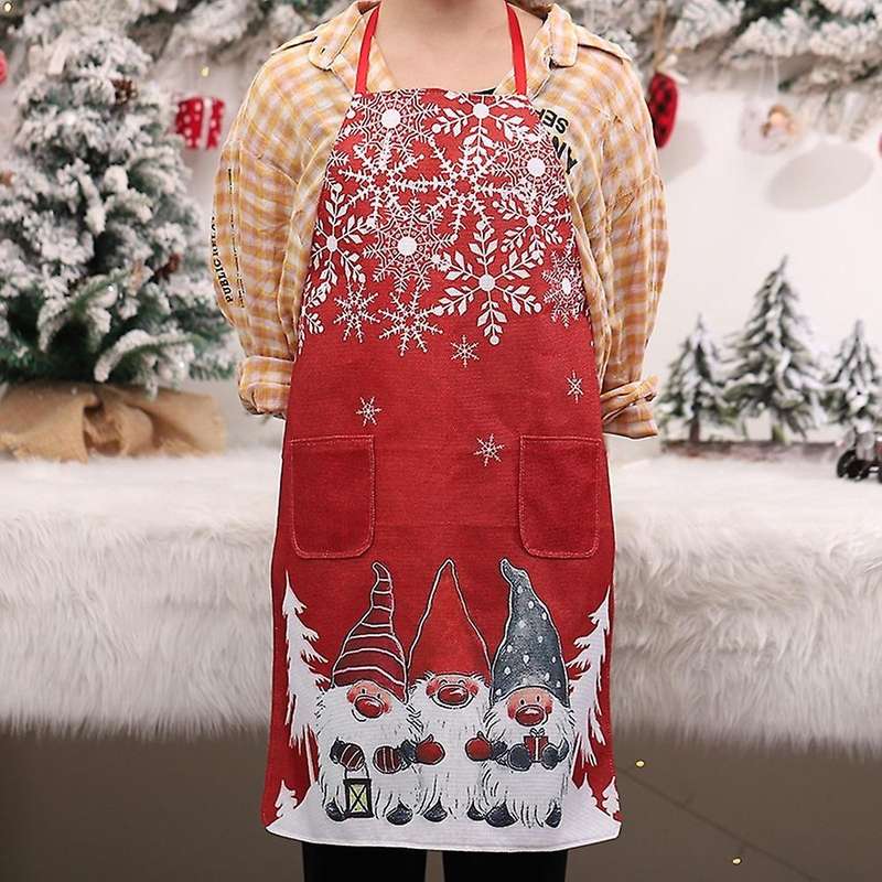 Christmas Apron Linen Santa Christmas Decorations for Baking ,red