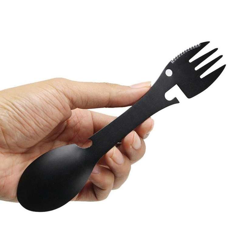 2x Multifunctional Equipment Cookware Spoon Fork Bottle Opener