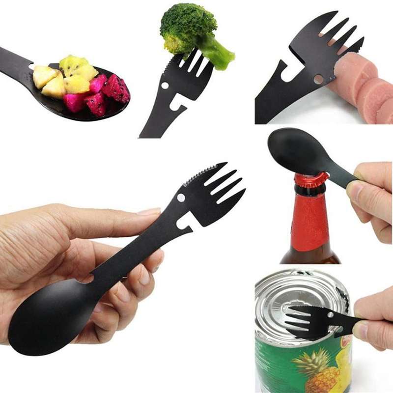 2x Multifunctional Equipment Cookware Spoon Fork Bottle Opener