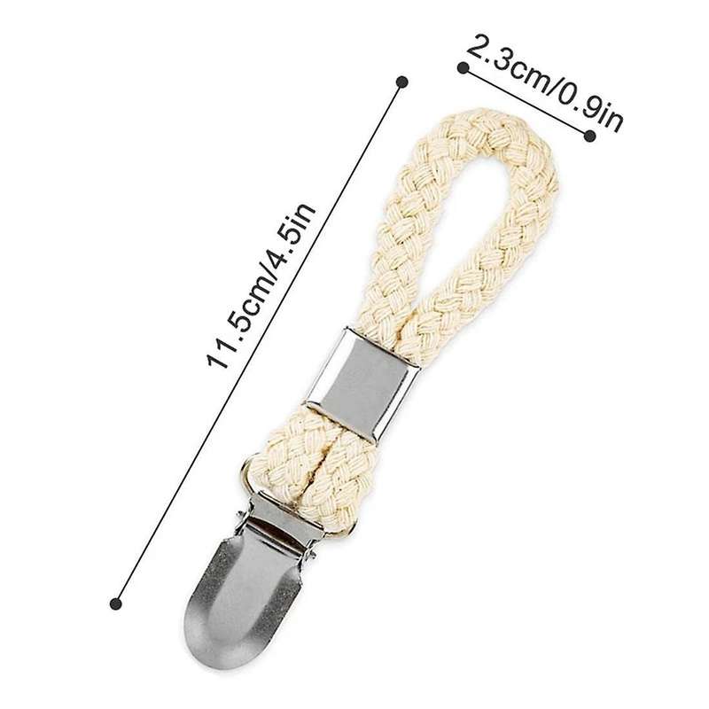 4pcs Braided Cotton Loop Towel Clip with Metal Clamp Multipurpose