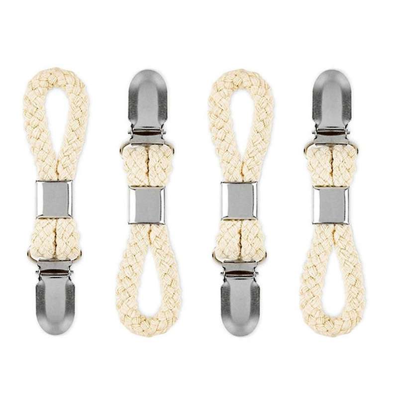 4pcs Braided Cotton Loop Towel Clip with Metal Clamp Multipurpose