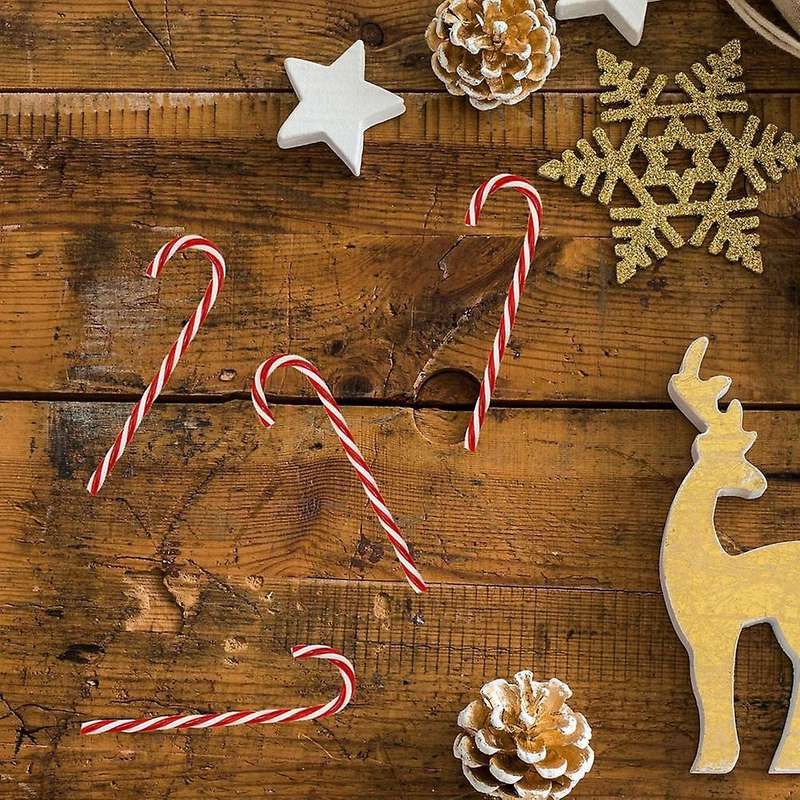 6pcs Twisted Decoration Candy Sticks Made Of Plastic Red White 15cm