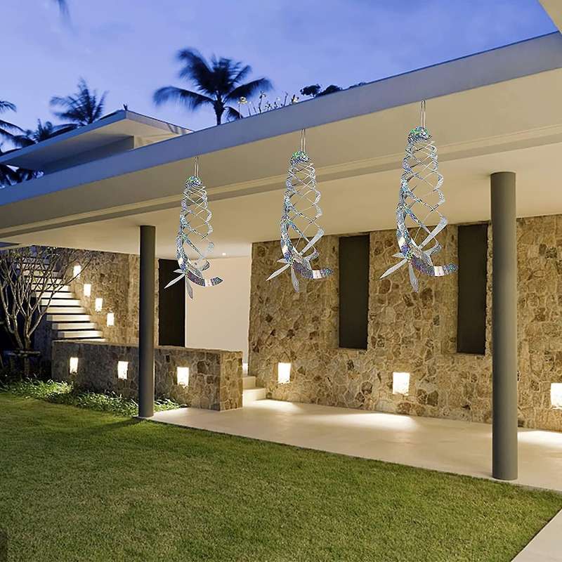 6 Pack Bird Repellent Spiral Reflectors Silver Mylar Spinner