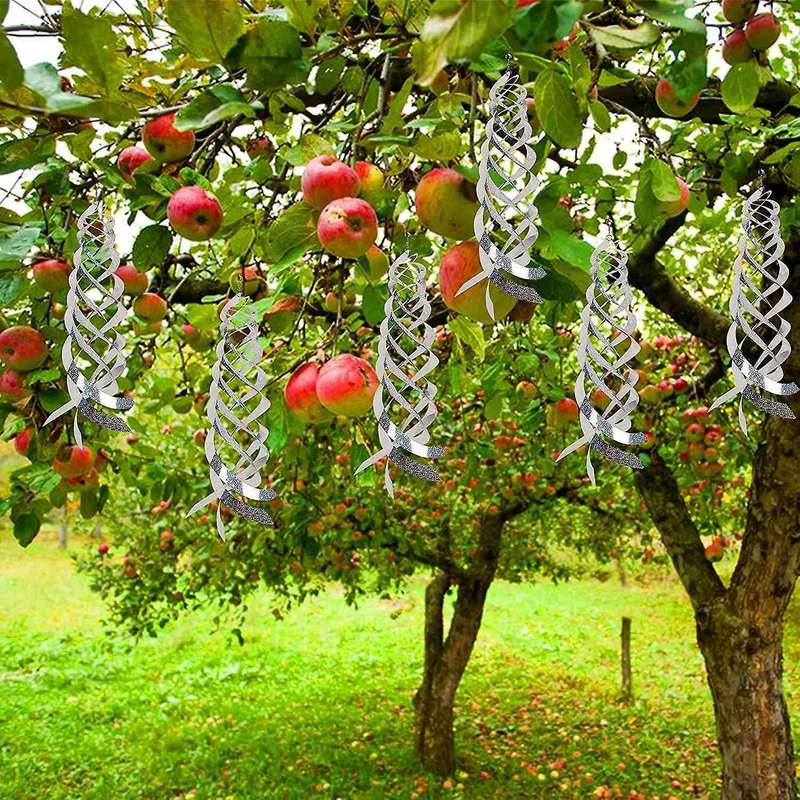 6 Pack Bird Repellent Spiral Reflectors Silver Mylar Spinner