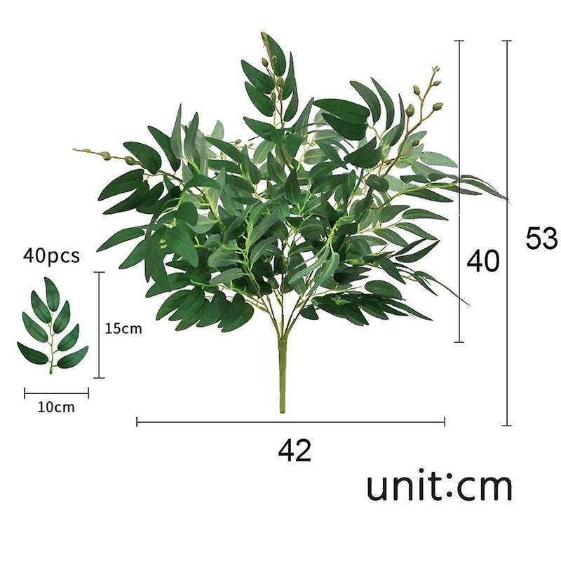 Artificial Willow Bouquet Fake Leaves Green