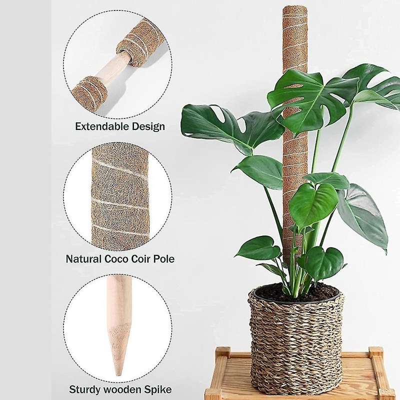 2-pack 12inch Moss Poles with 20pcs Adjustable Ties & 17ft Jute
