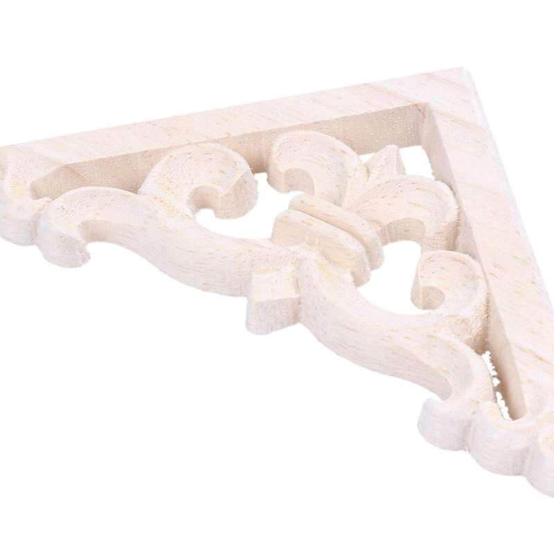 8x8cm Wood Carved Corner Onlay Applique Furniture Craft Unpainted