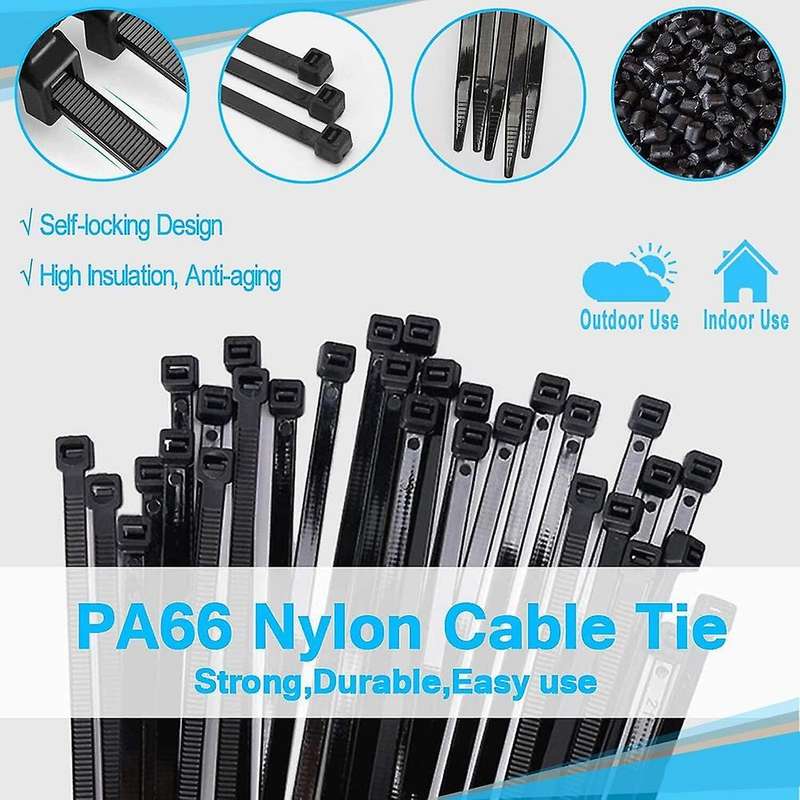 120 Pcs Black 8inch Zip Ties Cable Tie Holder, Cable Tie Holder