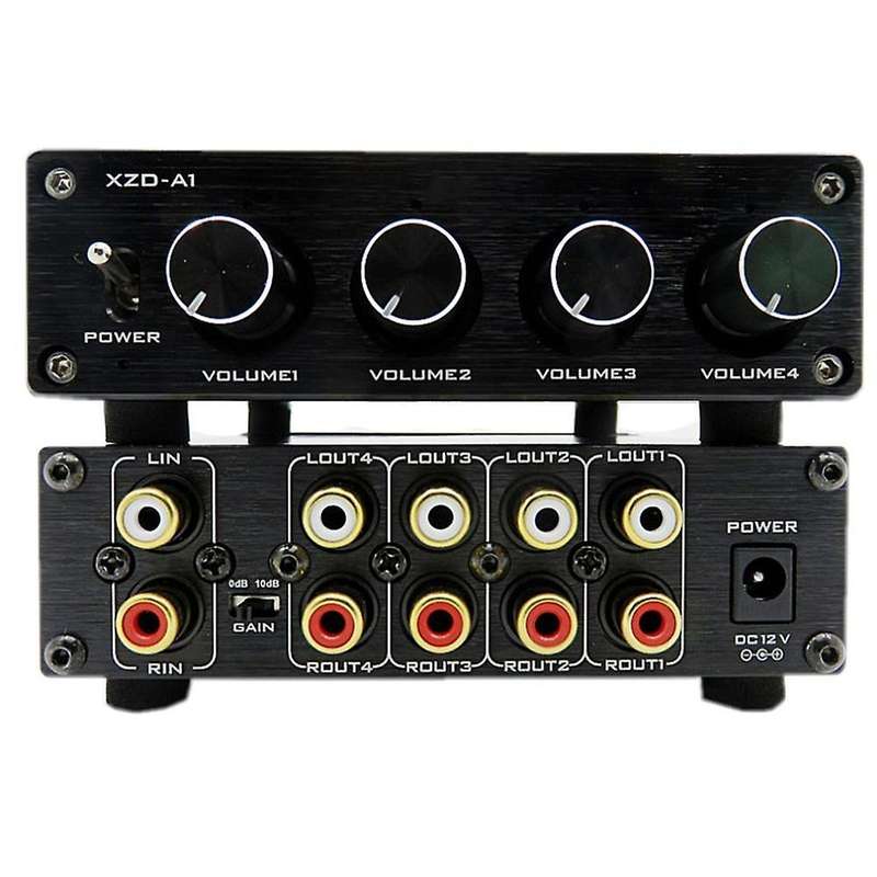Hifi Lossless 1 Input 4 Output Rca Hub Audio Distributor (black)
