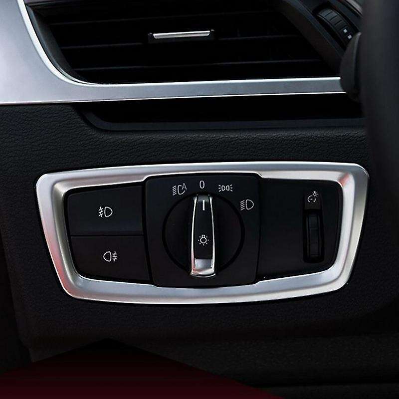 Switch Button Silver Head Light Decorationfor-bmw X1 F48 2016 2017