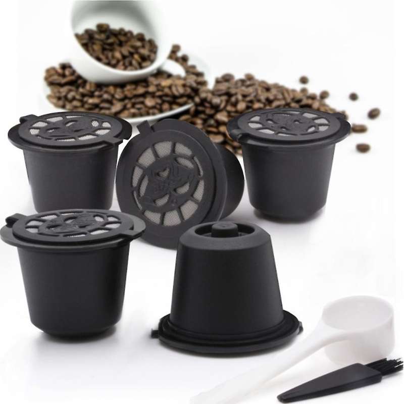 10 Pcs Coffee Capsule Filters for Nespresso with Spoon Brush Red