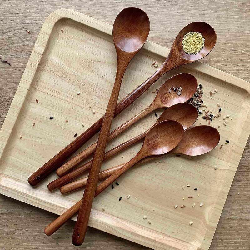Cooking Utensils Wooden Spoon, Long Handle 6-piece Kitchen Utensil