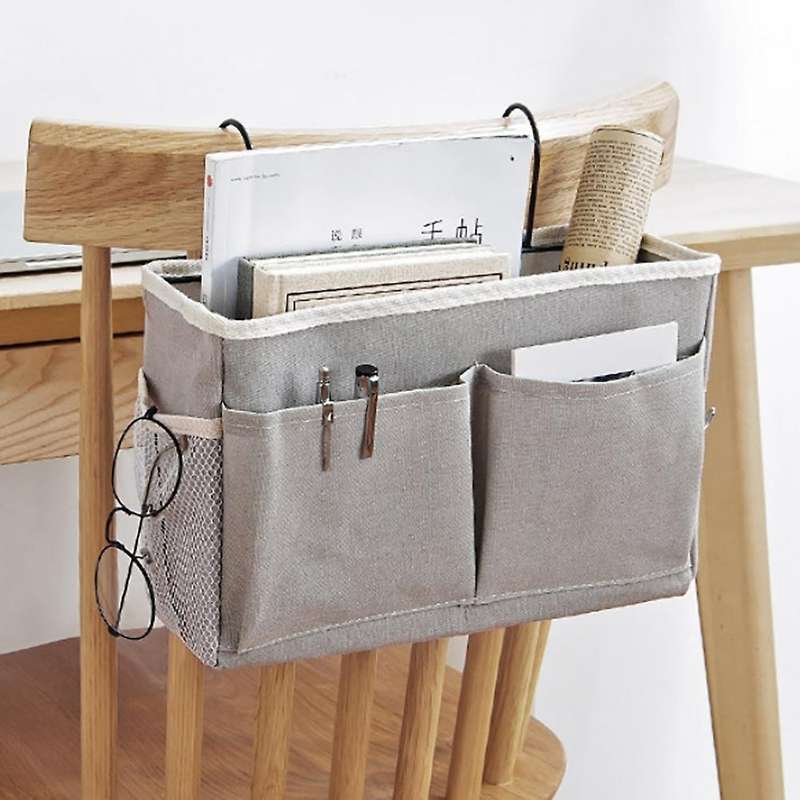 Bedside Hanging Pocket Bedside Storage Caddy Organizer Holder,white