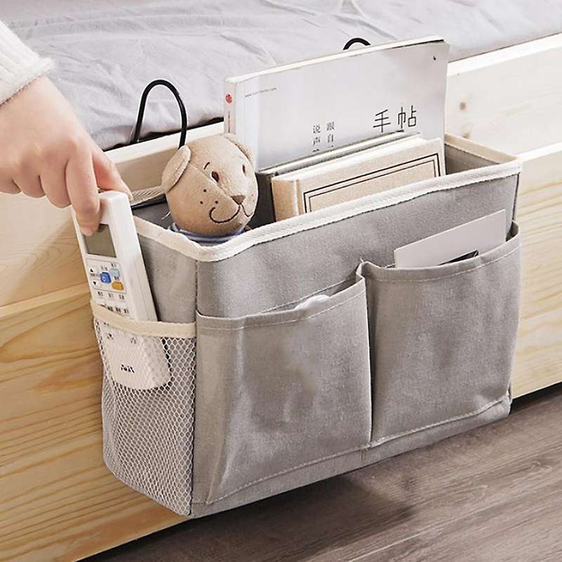 Bedside Hanging Pocket Bedside Storage Caddy Organizer Holder,white