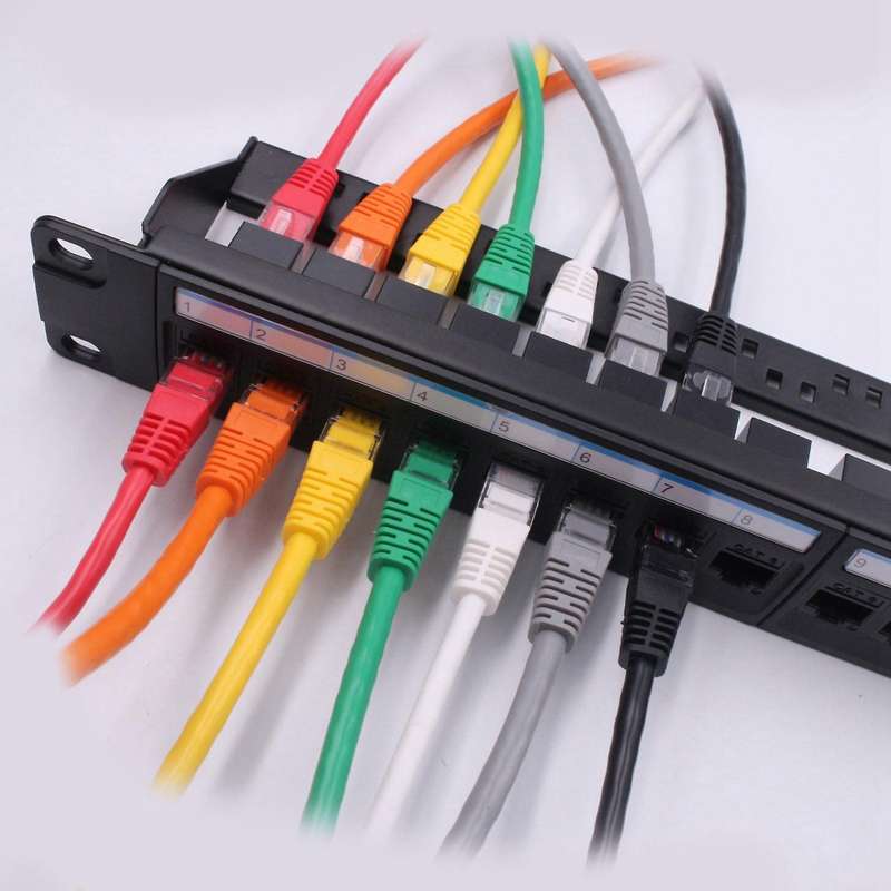 2x 19in 1u 24 Port Straight-through Cat6a Patch Panel Adapter Frame