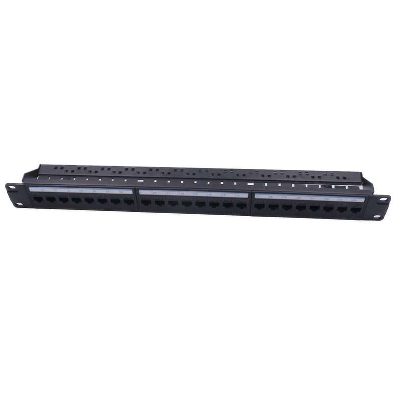 2x 19in 1u 24 Port Straight-through Cat6a Patch Panel Adapter Frame