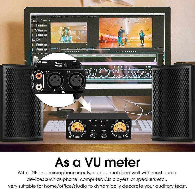 Dual Analog Vu Meter Mic/line Sound Level Meter Rca/xlr Switcher