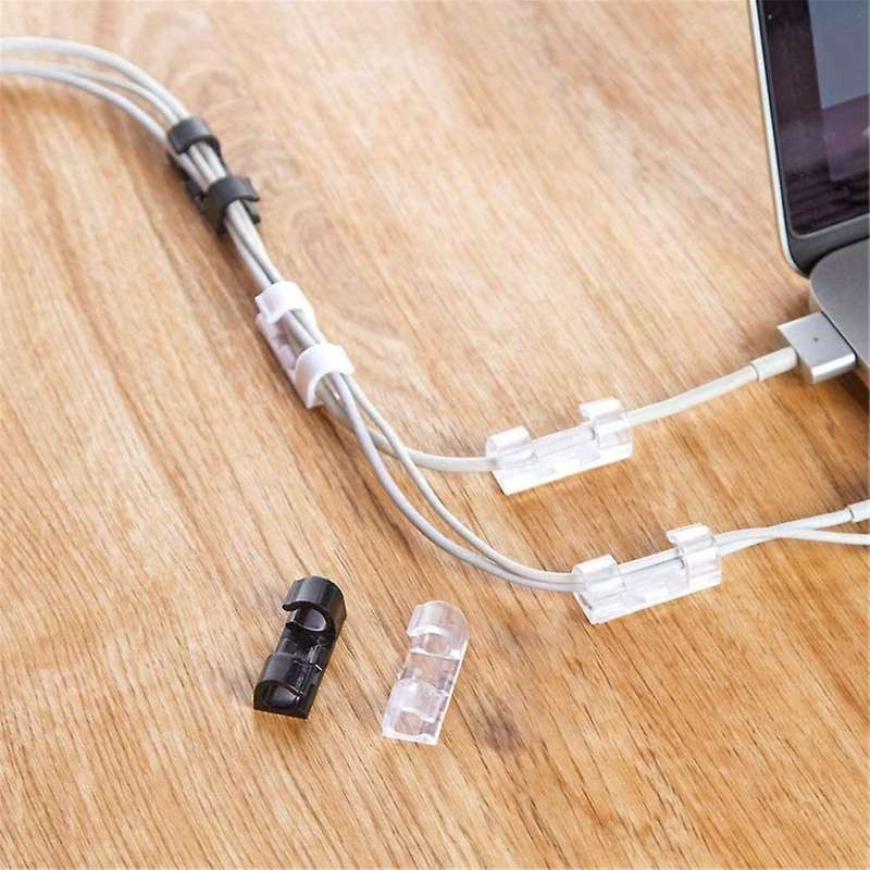 100pcs Cable Clips Cable Tidy Wire Holder Organiser Transparent
