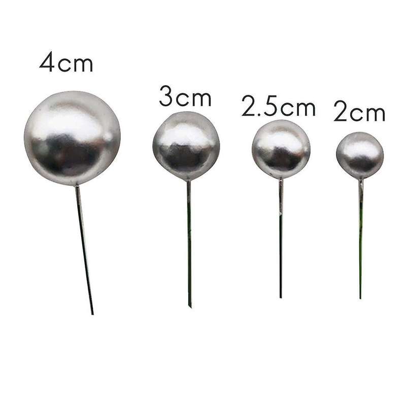 40 Pcs Mini Silver Ball Cupcake Toppers for Birthday Party Decoration