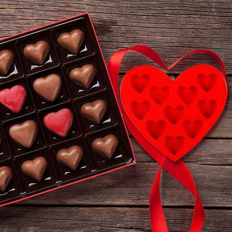 Heart Shape Silicone Molds for Valentine's Day Chocolate 4 Pieces