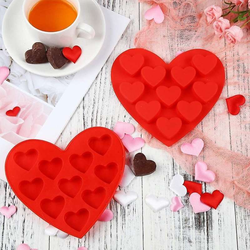 Heart Shape Silicone Molds for Valentine's Day Chocolate 4 Pieces