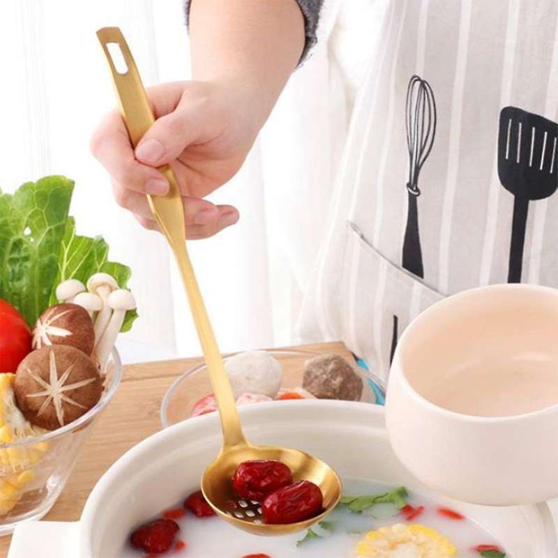 Gold Soup Ladle Colander Set,stainless Steel Spoon,for Cooking(2 Pcs)