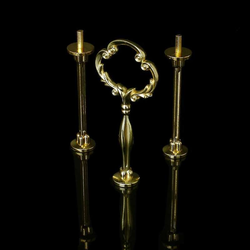 3 Tier Floral Cupcake Plate Cake Stand Fitting Handle (golden)