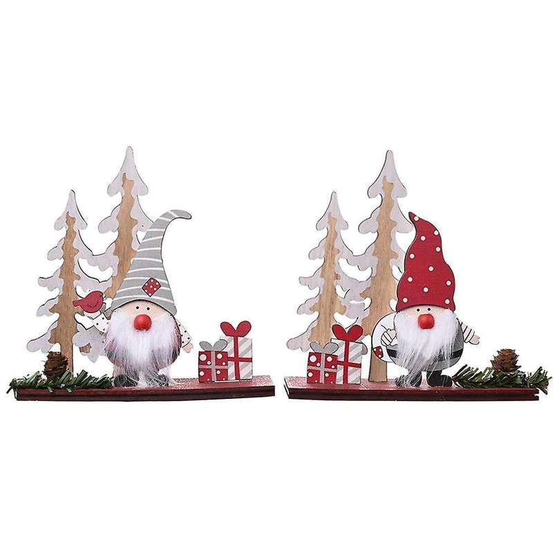 Wooden Pine Cone Double Tree Forest Elderly Ornaments Christmas Props