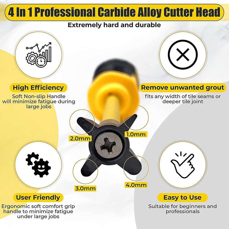 Grout Removal Tool 4 In 1 (carbide Alloy Head), Caulking Removal Tool