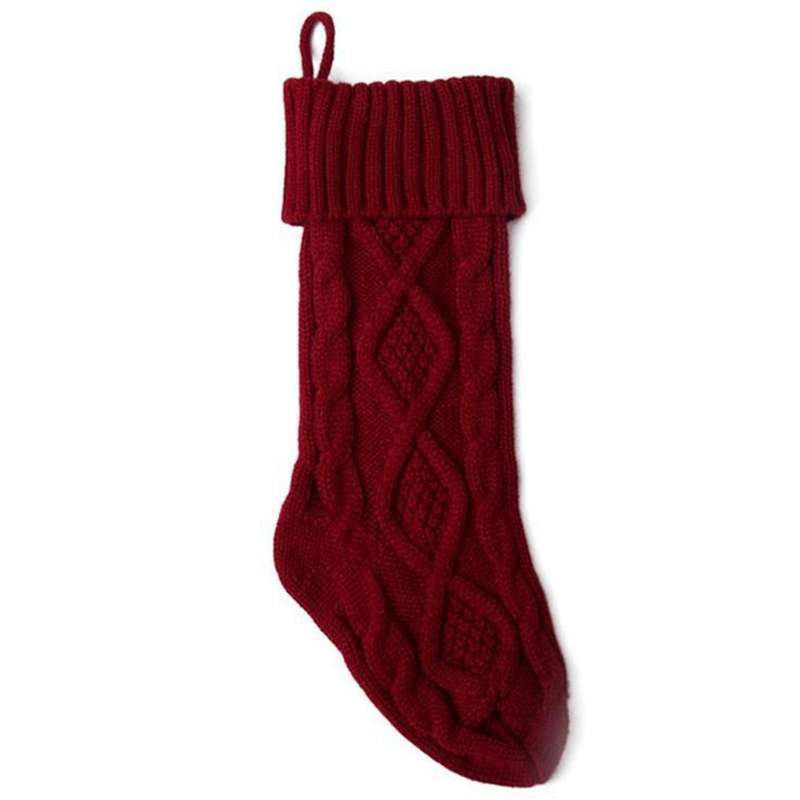 Christmas Stocking Knitted Wool Home Decoration, Red