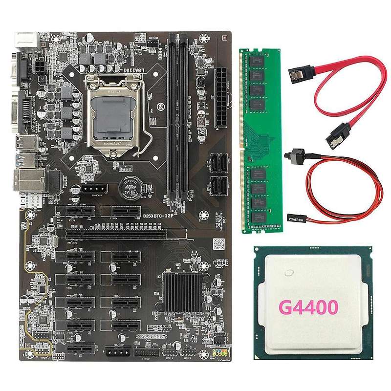 Btc-b250 Motherboard + Cpu + 4g Memory + Switch Line + Sata Line