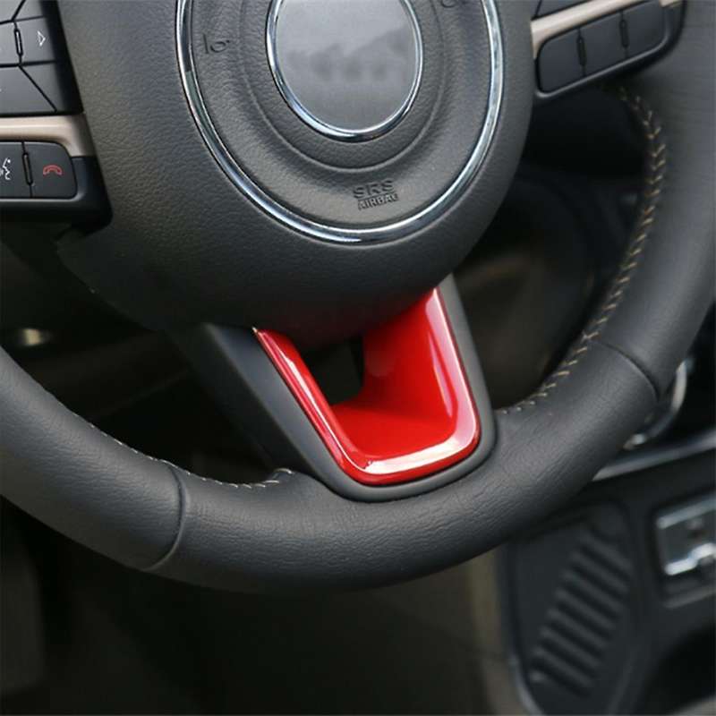 Steering Wheel Decoration Cover Trim Stickers for Jeep Renegade(red)