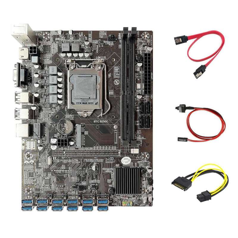 Miner Motherboard+sata Cable+switch Cable+sata 15pin to 6pin Cable