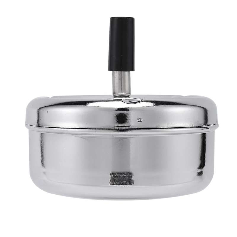 Round Spinning Ashtray Stainless Steel Housewares Spinning with Cover