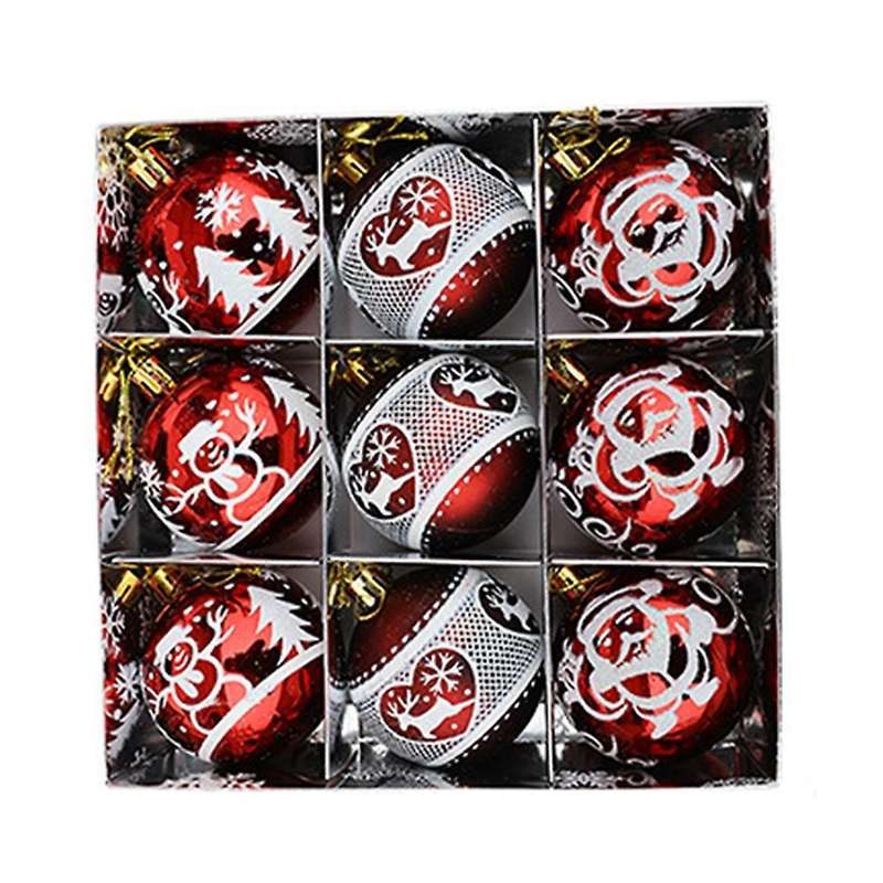 9pcs Christmas Balls Christmas Tree Decor Hanging for Home(wine Red)