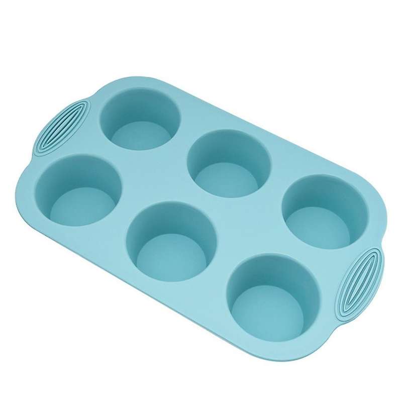 Mini Muffin 6-hole Silicone Round Mold Diy Tool 30x20.5x4.3cm(green)
